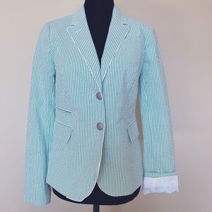Banana Republic Blazer - Kelly Green/White Seersucker